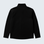 flat lay of a light gray softshell jacket on a clean white background. sleeves extended zippers visible minimal shadows top down view high clarity no logo. 2 768x960